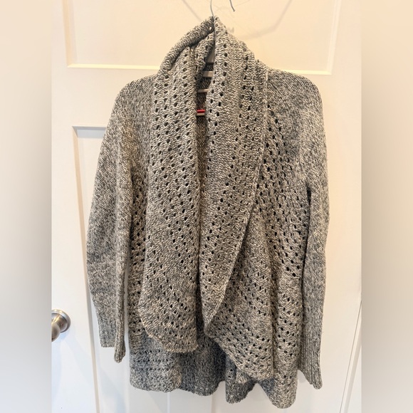 Debbie Morgan Sweaters - Debbie Morgan Gray Open Knit Cardigan Waterfall Draped Sweater | M